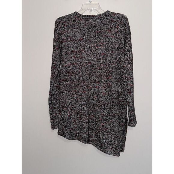 Pure J Jill Marled Asymmetrical Hem Sweater Small Black Red White Wool Cashmere - Picture 2 of 16